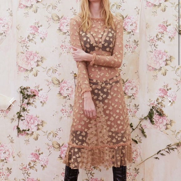 NWT For Love and Lemons Golden Garden Tulle Midi - Picture 2 of 6